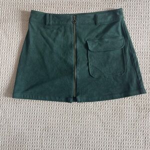 Forever 21 dark green Mini Skirt with Zipper Detail